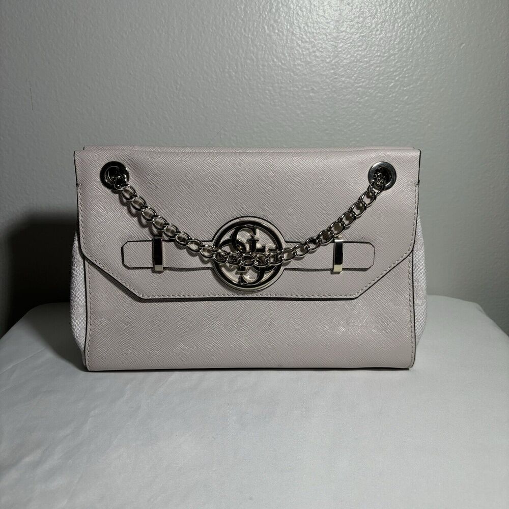 Guess Chain And Strap Purse In Off White / Cream  Adjustable Strap Pre-owned